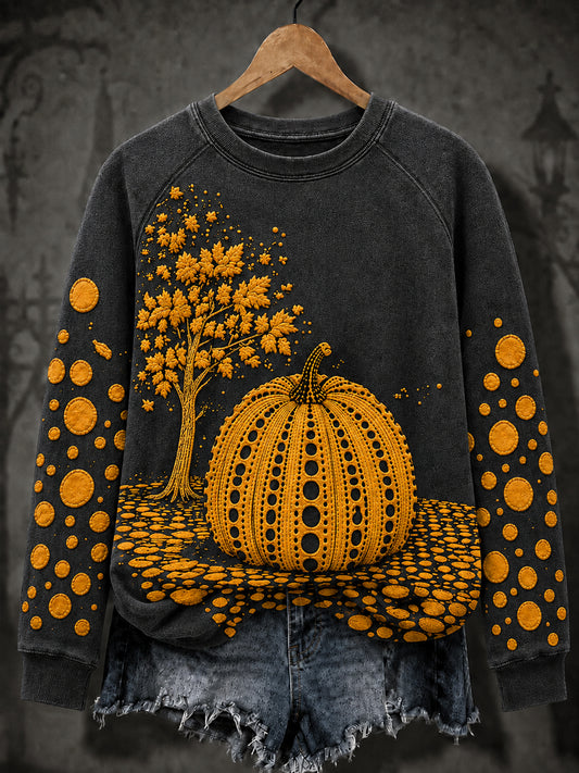 Women's Autumn Halloween Pumpkin Art Print Sweatshirt