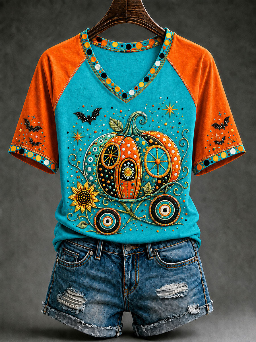 Women's Halloween Pumpkin Short-Sleeve T-Shirt