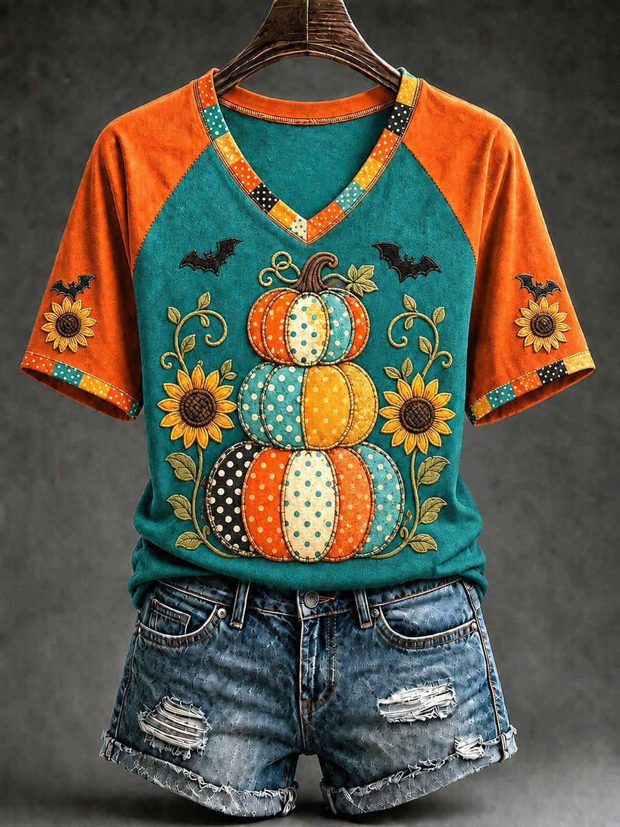 Women's Halloween Pumpkin Short-Sleeve T-Shirt