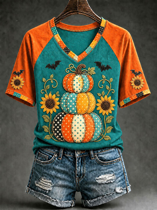 Women's Halloween Pumpkin Short-Sleeve T-Shirt
