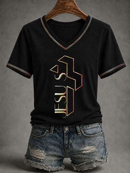 Women's Christian Cross short-sleeved T-shirt