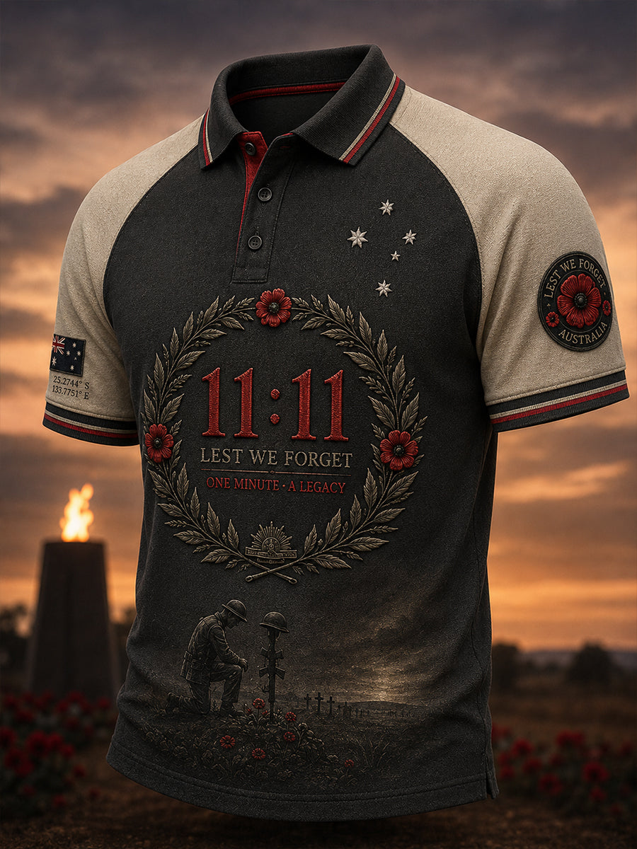 Men's Australia Remembrance Day  Print Polo Shirt