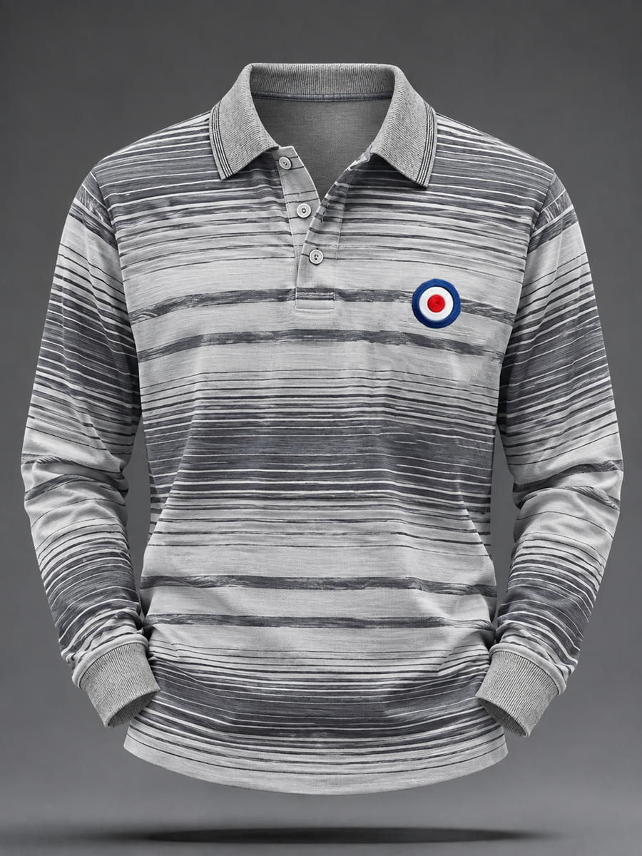 Men's Mods Culture UK Music Lover Business Style Printed long sleeve polo