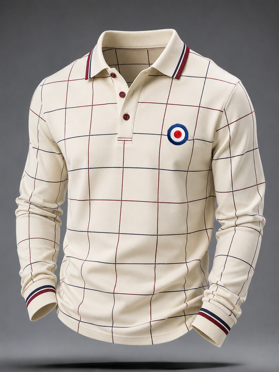 Men's Mods Culture UK Music Lover Business Style Printed long sleeve polo
