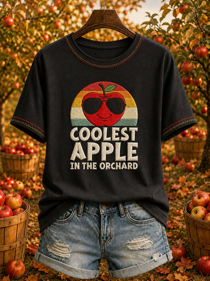 Women's Coolest Apple In The Orchard Printed Casual T-Shirt