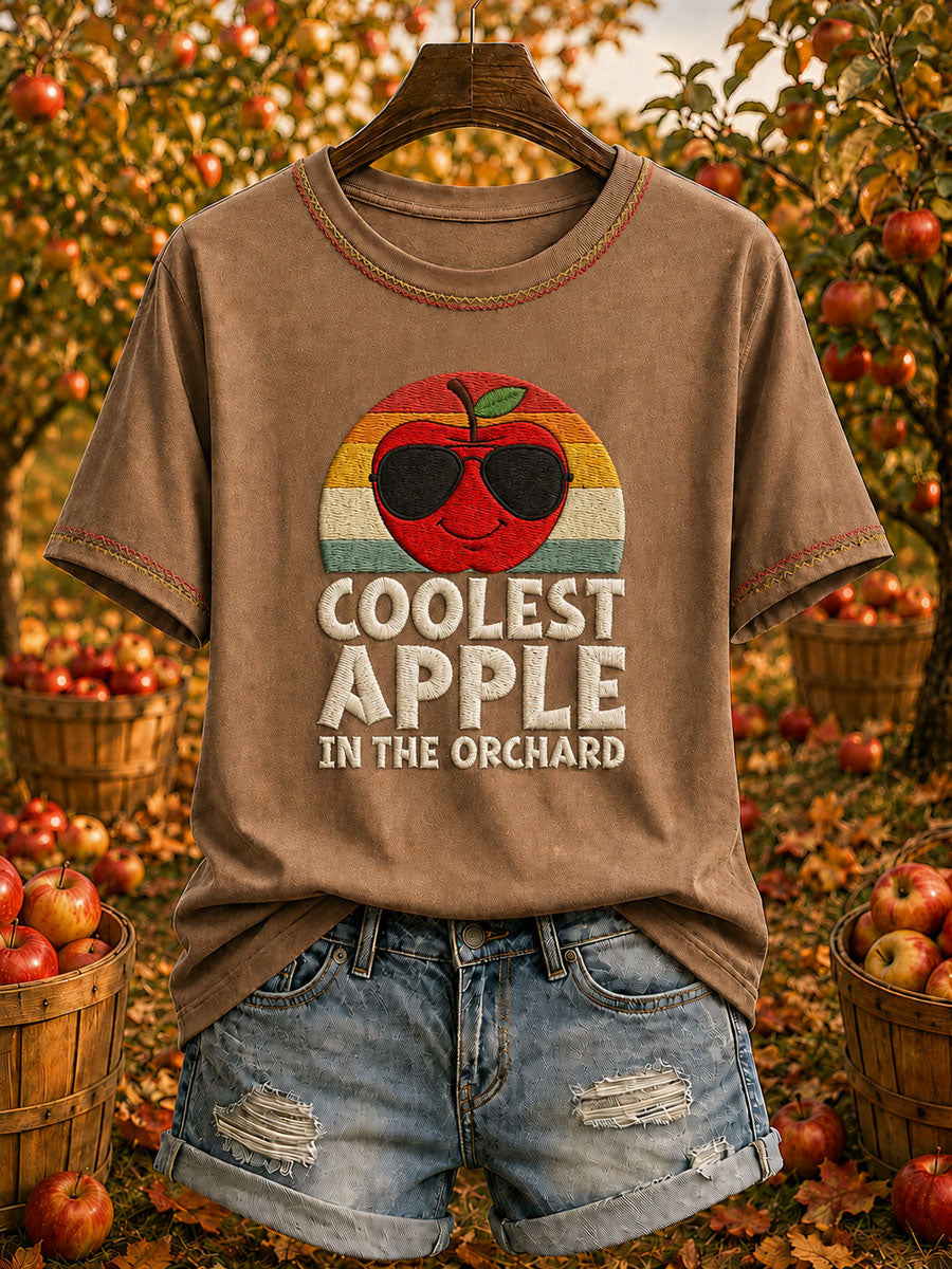 Women's Coolest Apple In The Orchard Printed Casual T-Shirt