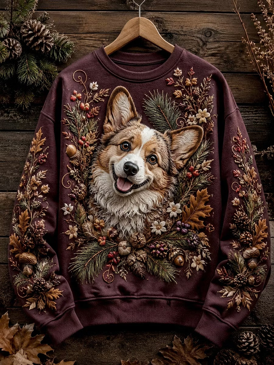 Women's Autumn Cute Dog Art Regular Sweatshirt