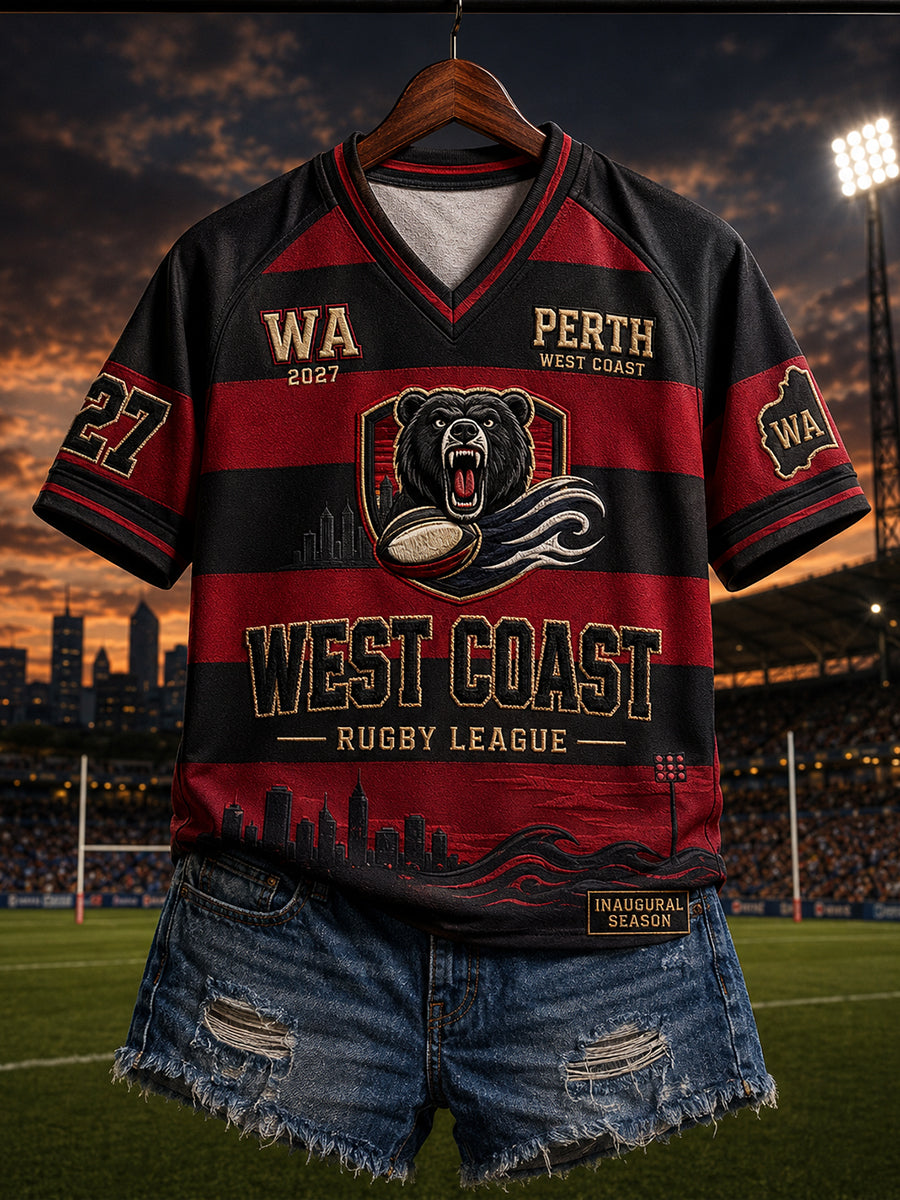 Women's Perth Bears Rugby Fan V-Neck Short Sleeve T-Shirt