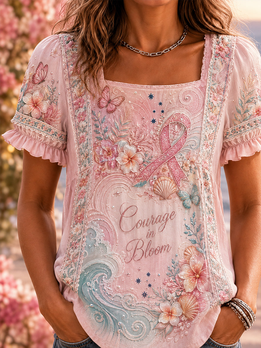 Women's Breast Cancer Awareness In Australia Print Short-Sleeved T-Shirt