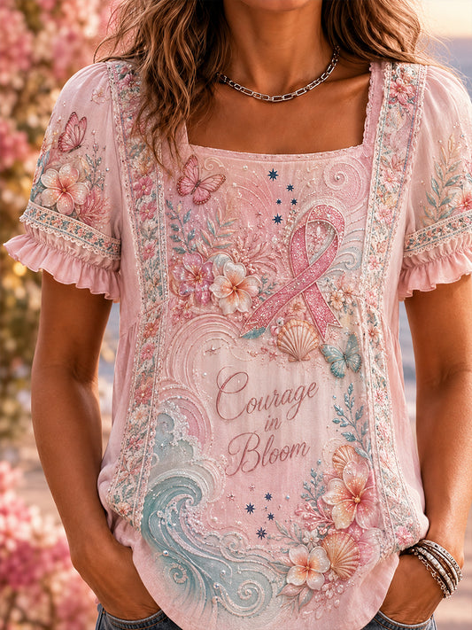 Women's Breast Cancer Awareness In Australia Print Short-Sleeved T-Shirt