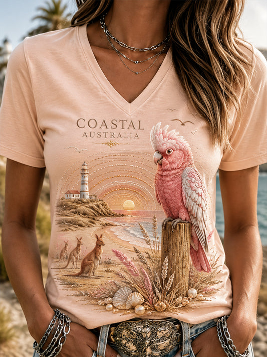 Women's Animals V-Neck Short Sleeve T-Shirt