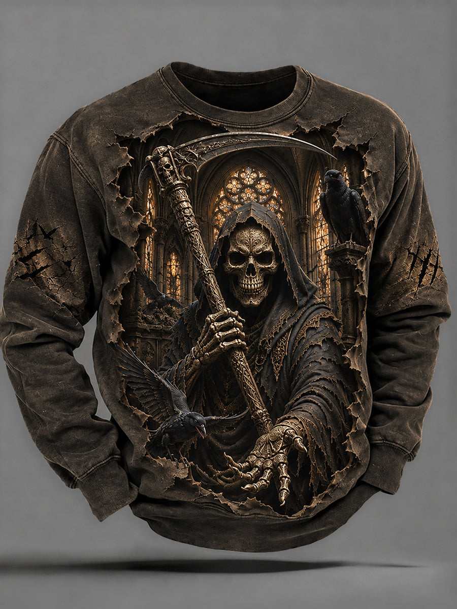 Men's Halloween Art Print Causal Crew Neck Sweatshirt