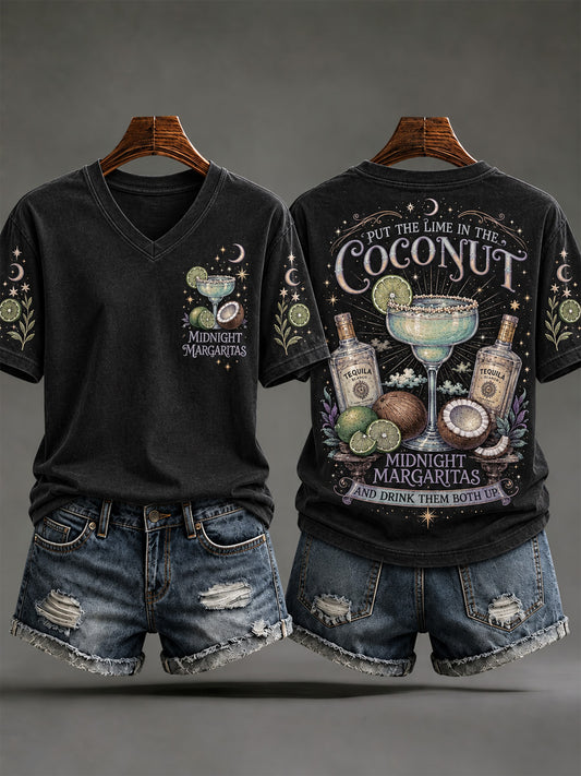 Women's Put The Lime In The Coconut Print V-Neck Tee
