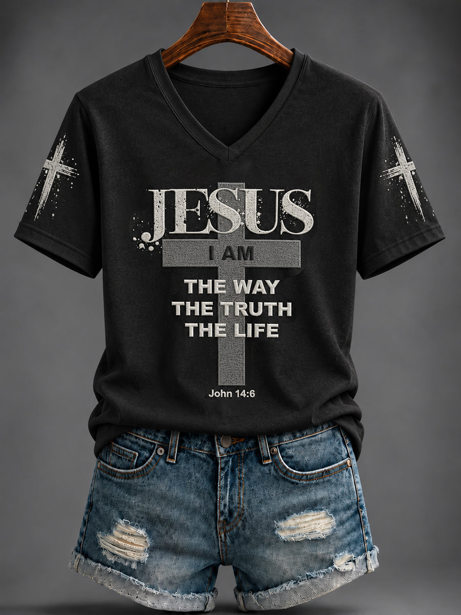 Women's Faith Printed V-neck T-shirt