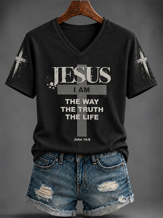 Women's Faith Printed V-neck T-shirt