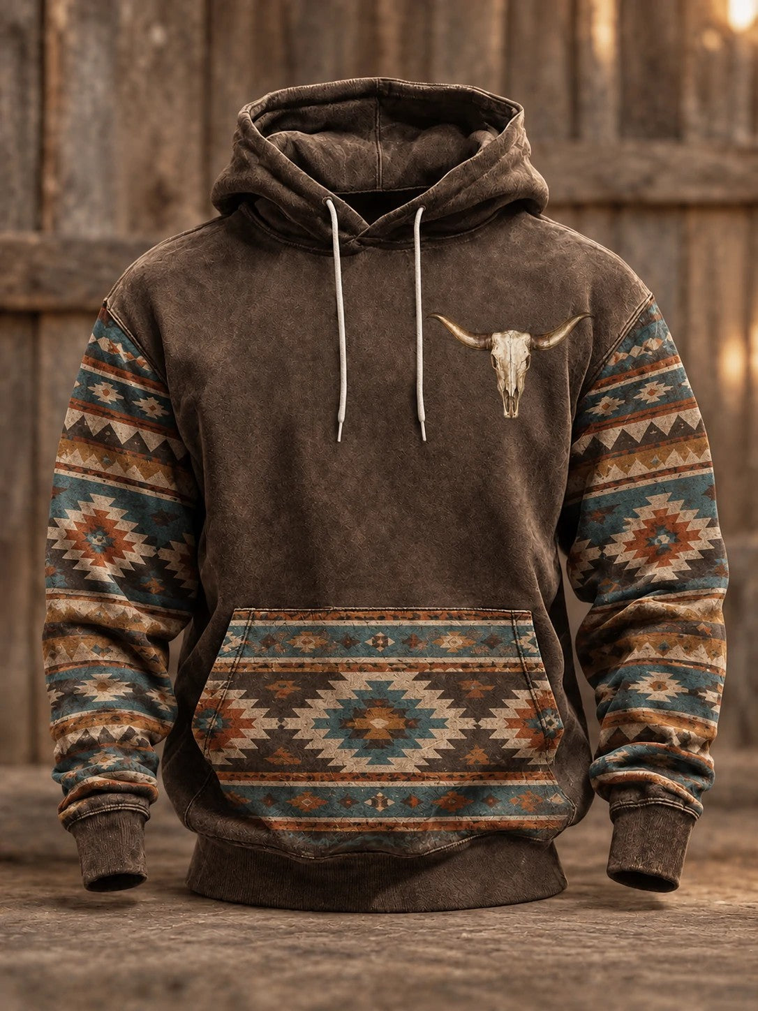 Men's Retro Western Printed Hoodie