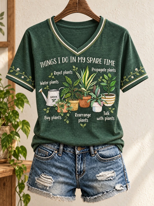 Women's Plants Lover Art Printed T-shirt