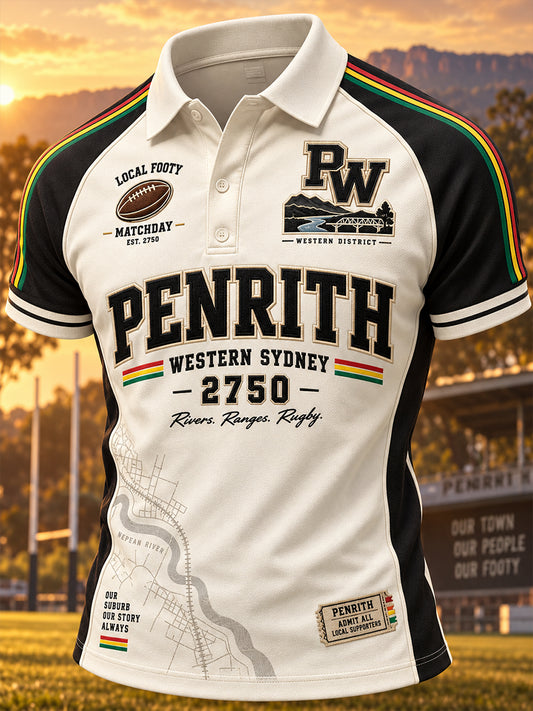 Men's Australian Rugby Penrith Panthers Fans Lover  Print Polo Shirt