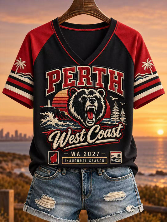 Women's Australian Rules Football Fans Lover V-Neck Short Sleeve T-Shirt
