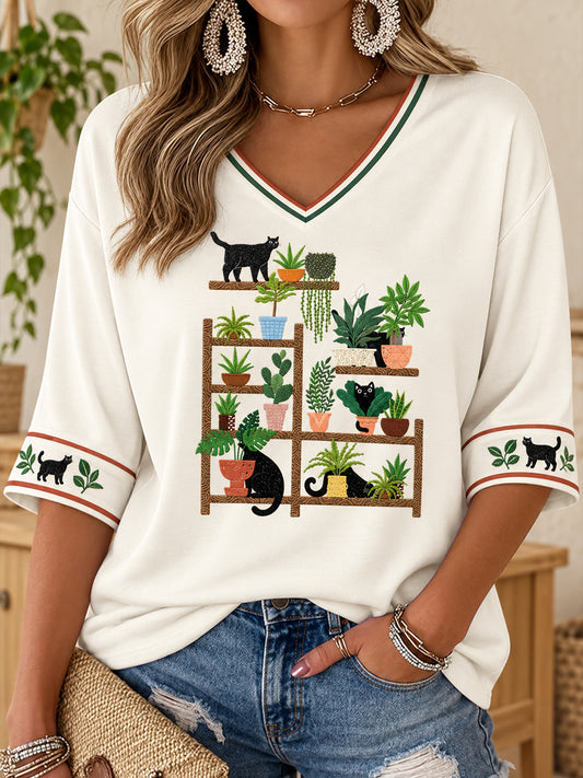 Women's Plants Lover Art Printed T-Shirt