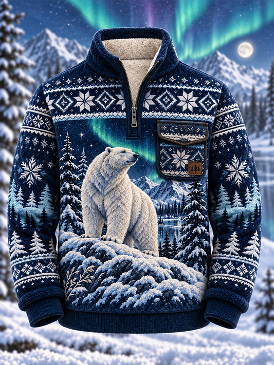Men's Nordic Forest Animals Flannel Sweatshirt