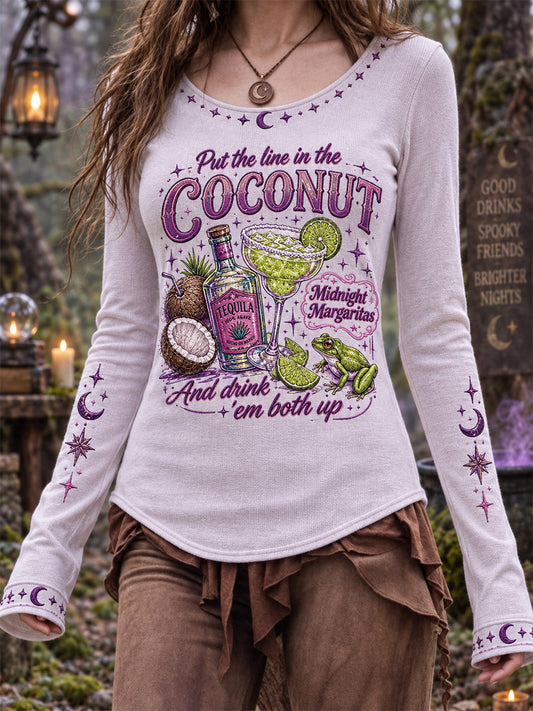 Women's Put The Lime In The Coconut Print Round-Neck Long-Sleeve T-Shirt