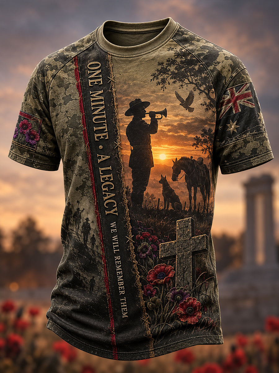 Men's Remembrance Day Commemoration In Australia Short Sleeve T-Shirt