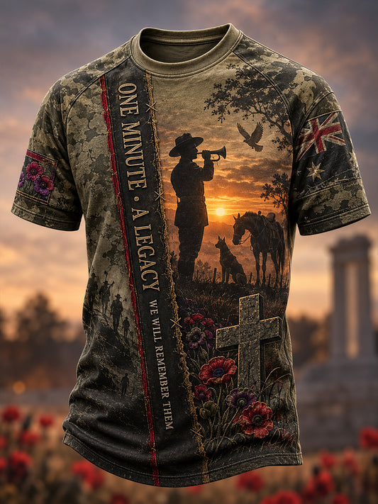Men's Remembrance Day Commemoration In Australia Short Sleeve T-Shirt