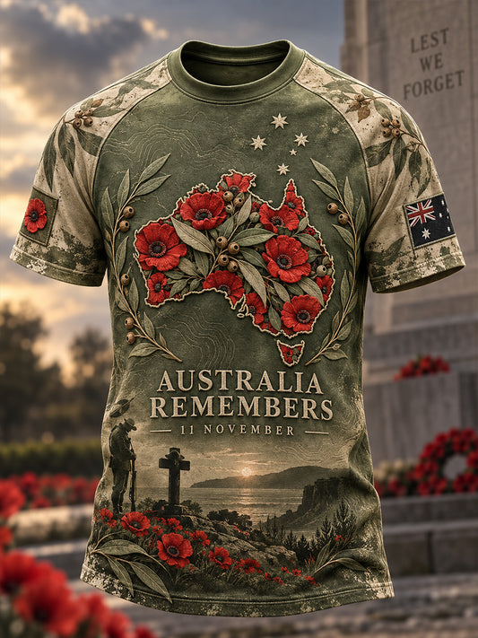 Men's Remembrance Day Commemoration In Australia Short Sleeve T-Shirt