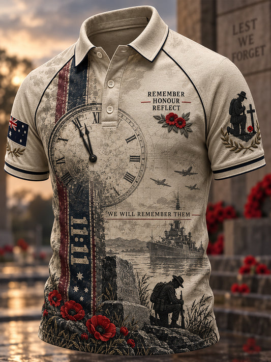 Men's Remembrance Day Commemoration In Australia Short Sleeve Polo Shirt