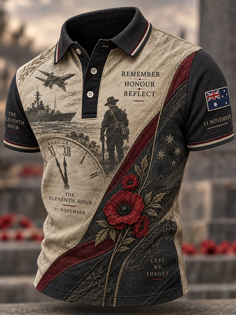 Men's Remembrance Day Commemoration For Veterans In Australia Short Sleeve Shirt