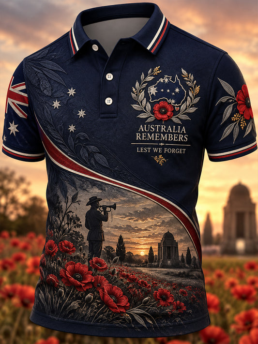 Men's Remembrance Day Commemoration For Veterans In Australia Short Sleeve Shirt
