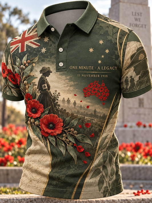 Men's Remembrance Day Commemoration For Veterans In Australia Short Sleeve Shirt