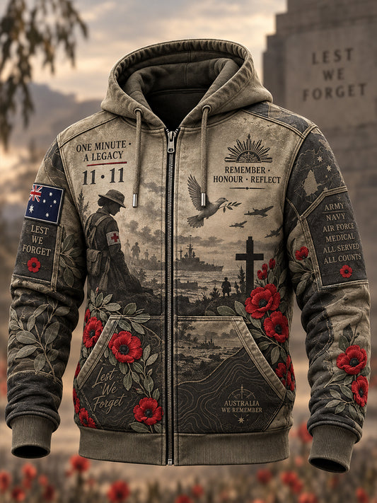 Men's Australian Remembrance Day Veteran Commemorative Hoodie