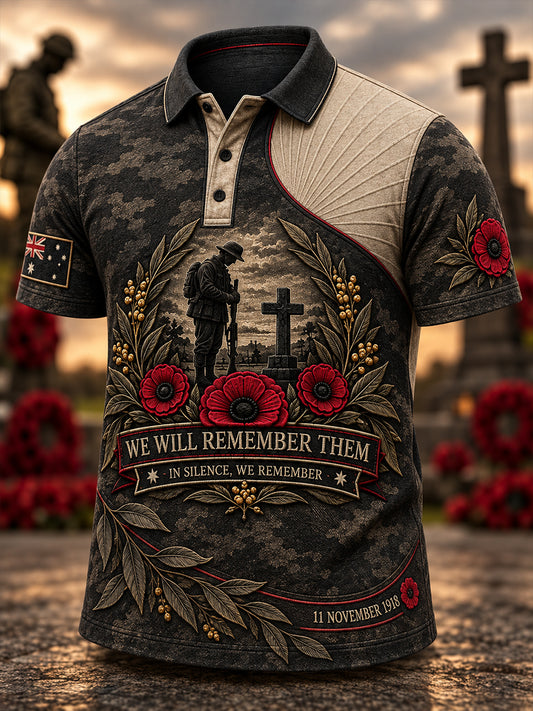Men's Remembrance Day Commemoration For Veterans In Australia Short Sleeve Shirt
