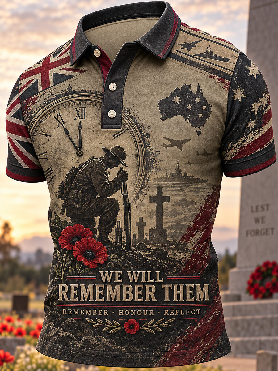 Men's Remembrance Day Commemoration For Veterans In Australia Short Sleeve Shirt