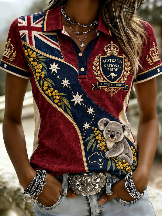 Women's  Vintage Australian Holiday Casual Comfortable Short Sleeve Polo Shirt
