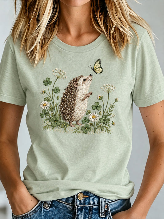 Women's Cute Hedgehog Print T-shirt