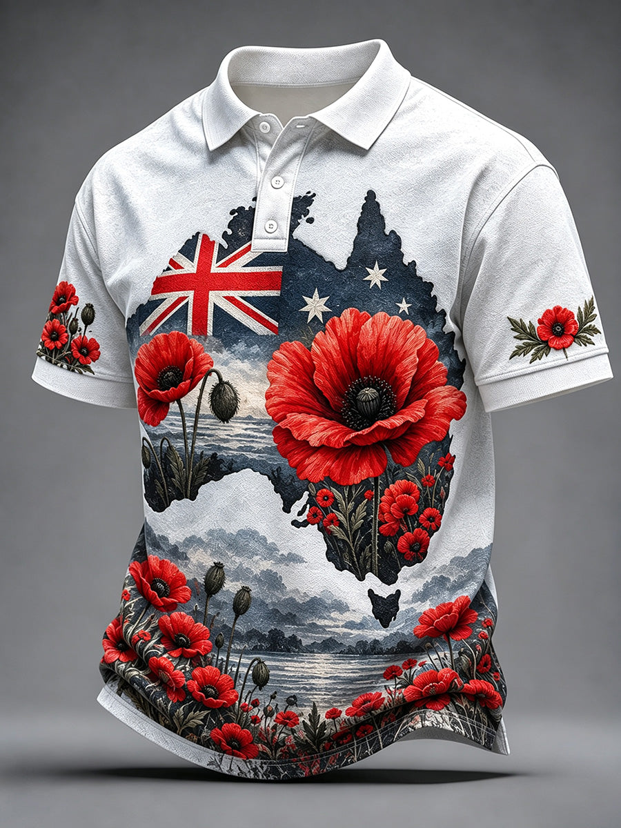 Men's Australia Remember & Honor Print Polo Shirt