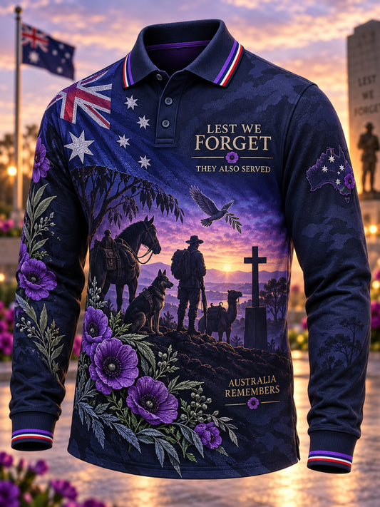 Men's Australia Remembrance Day War Animal Memorial Long Sleeve Shirt
