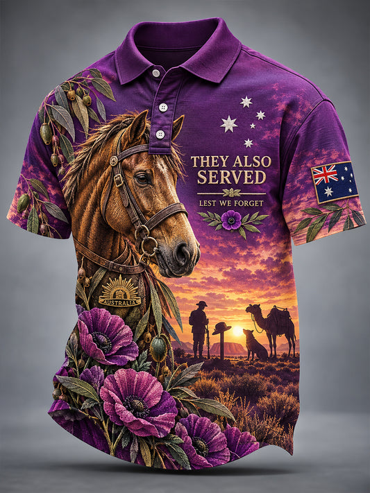 Men's Australia Remembrance Day War Animal Memorial Short Sleeves Shirt