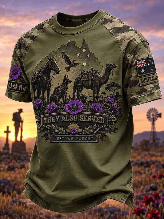 Men's Australia Remembrance Day War Animal Memorial Short Sleeves T-Shirt