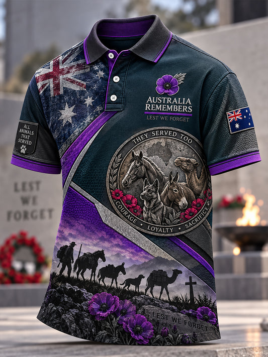 Men's Australia Remembrance Day War Animal Memorial Short Sleeves Shirt