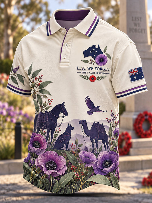 Men's Australia Remembrance Day War Animal Memorial Short Sleeves Shirt