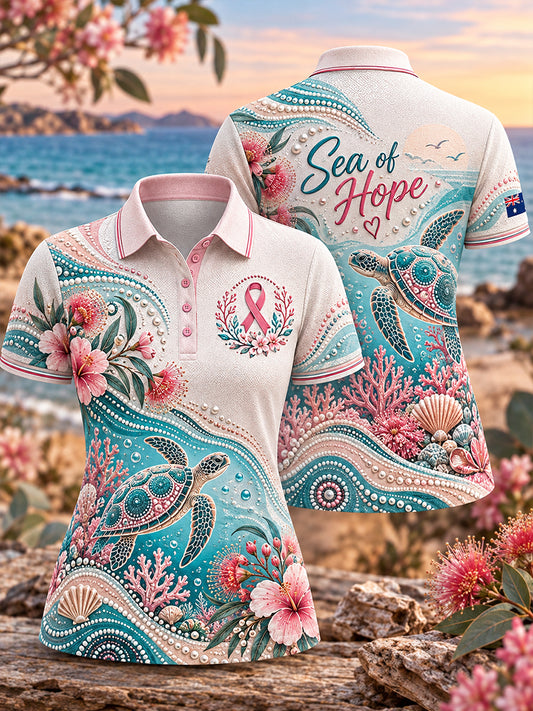 Women's Breast Cancer Awareness In Polo T-Shirt