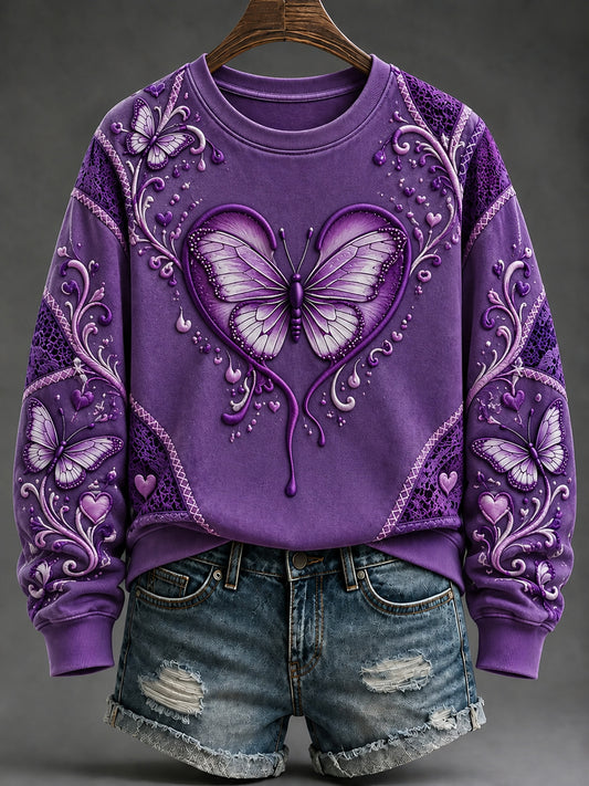 Women's Purple Art Print Sweatshirt