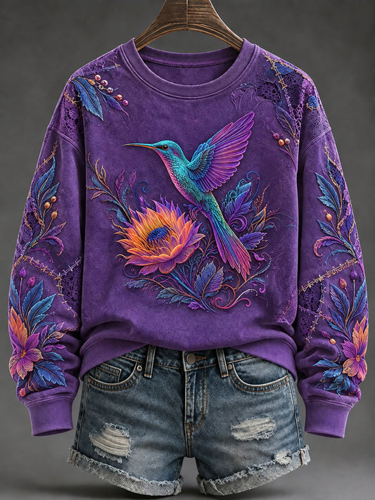 Women's Purple Art Print Sweatshirt