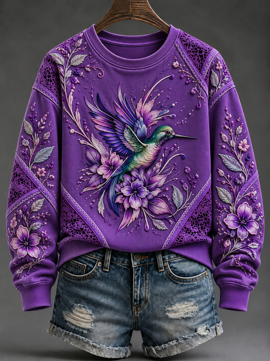 Women's Purple Art Print Sweatshirt