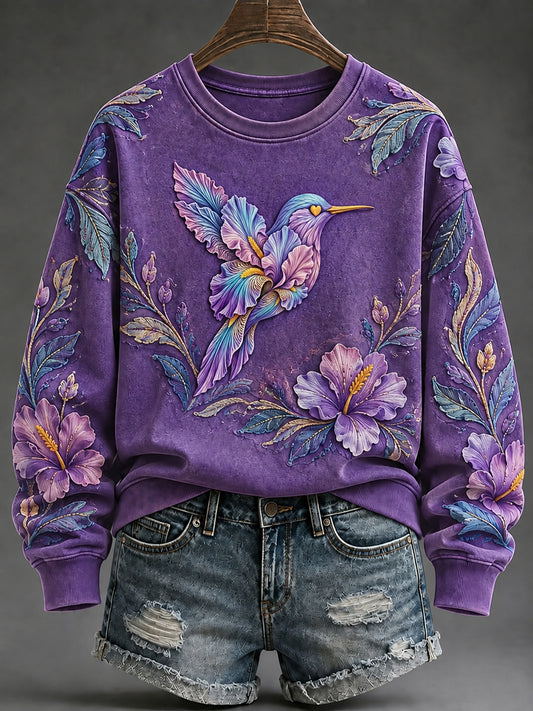 Women's Purple Art Print Sweatshirt