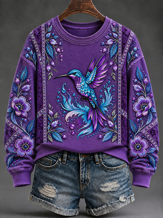 Women's Purple Art Print Sweatshirt